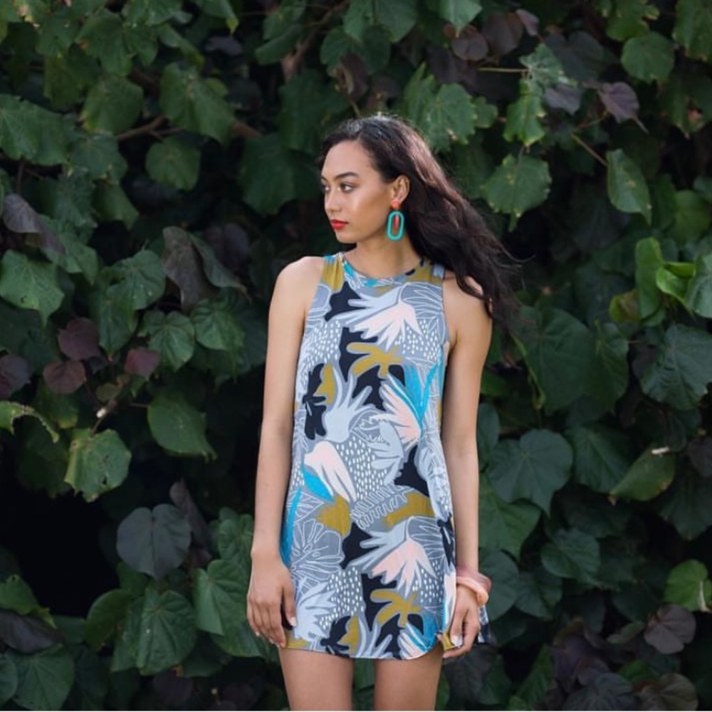 Fighting Eel Dress Anna in Grey Cut Out Print, Size XS